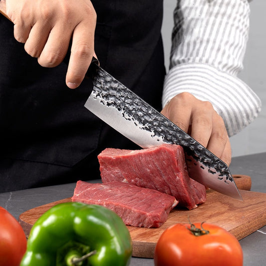 Couteau de chef Santoku - Manche en Noyer