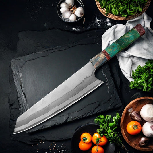 Couteau de chef japonais Kiritsuke - Manche en bois stabilisé