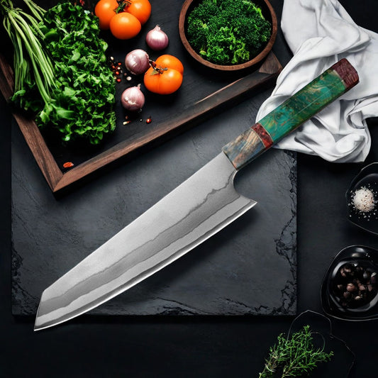 Couteau de chef japonais Kiritsuke - Manche en bois stabilisé