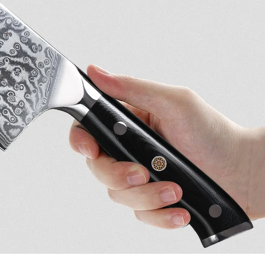 Couteau japonais Nakiri en acier Damas - Manche en résine G10