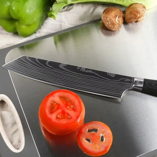 Couteau Japonais Kiritsuke en Acier Damas - Chef Takumi - Natural Teak