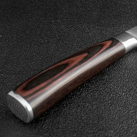 Couteau Japonais Santoku en Acier Damas - Chef Takumi - Natural Teak