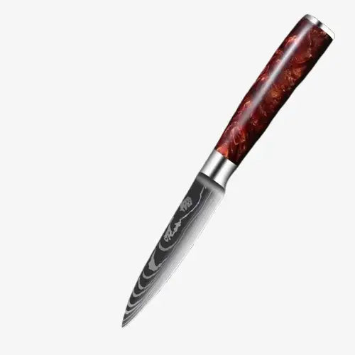 Set de Dix Couteaux Japonais en Acier Damas - Chef Takumi - Ruby Wood