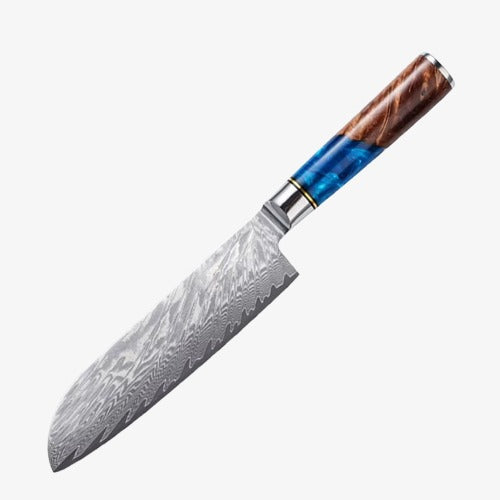 Couteau Japonais Santoku en Acier Damas - Collection Nobunagi