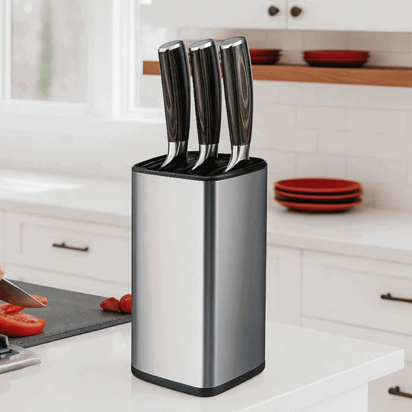 Porte-couteaux en acier inoxydable au design minimaliste