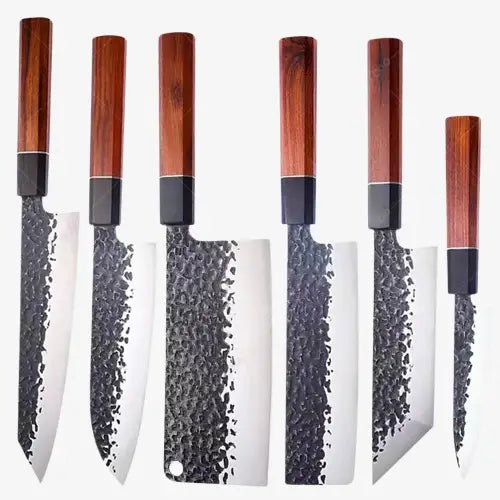 Set de Six Couteaux Japonais en Acier Damas - Collection Yasuko