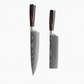 Set de deux Couteaux  Japonais Gyuto, Nakiri en Acier Damas - Chef Takumi - Natural Teak