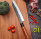 Set de trois couteaux japonais Santoku, Nakiri et Gyuto en acier damas