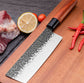 Set de trois couteaux japonais Santoku, Nakiri et Kiritsuke en acier damas