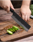 Set de deux couteaux japonais Santoku, Nakiri en acier damas