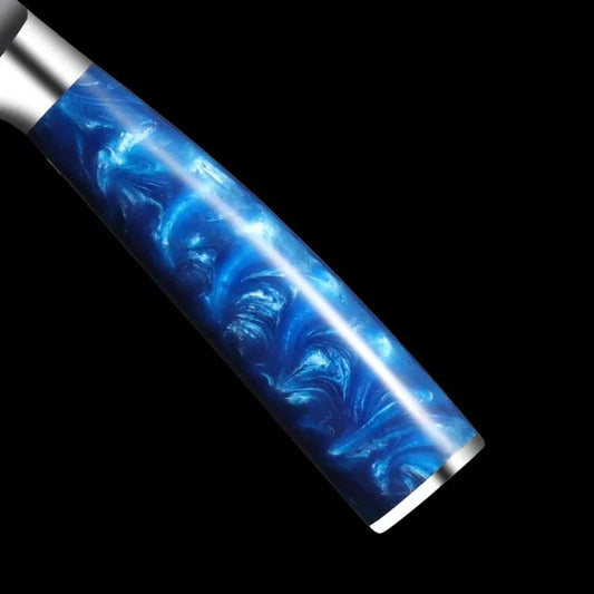 Couteau  Japonais Santoku en Acier Damas - Chef Takumi - Ice Blue
