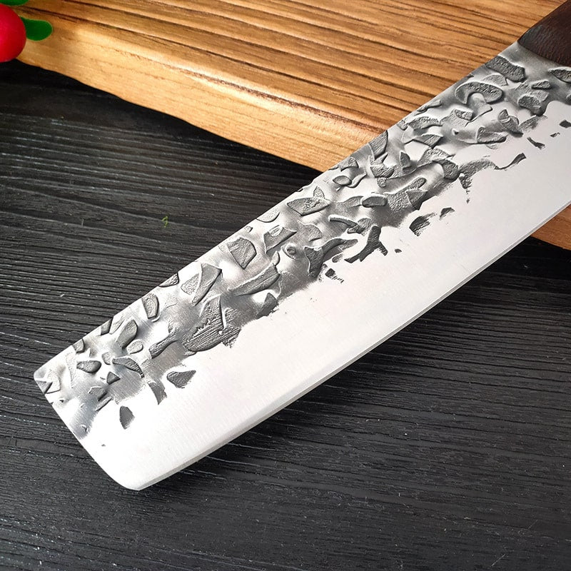 Couteau japonais Nakiri en acier Damas - Manche en bois de wengé