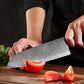 Couteau japonais Santoku en acier Damas - Manche en bois stabilisé