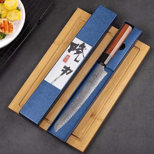 Couteau  Japonais A Pain en Acier Damas - Collection Takedo