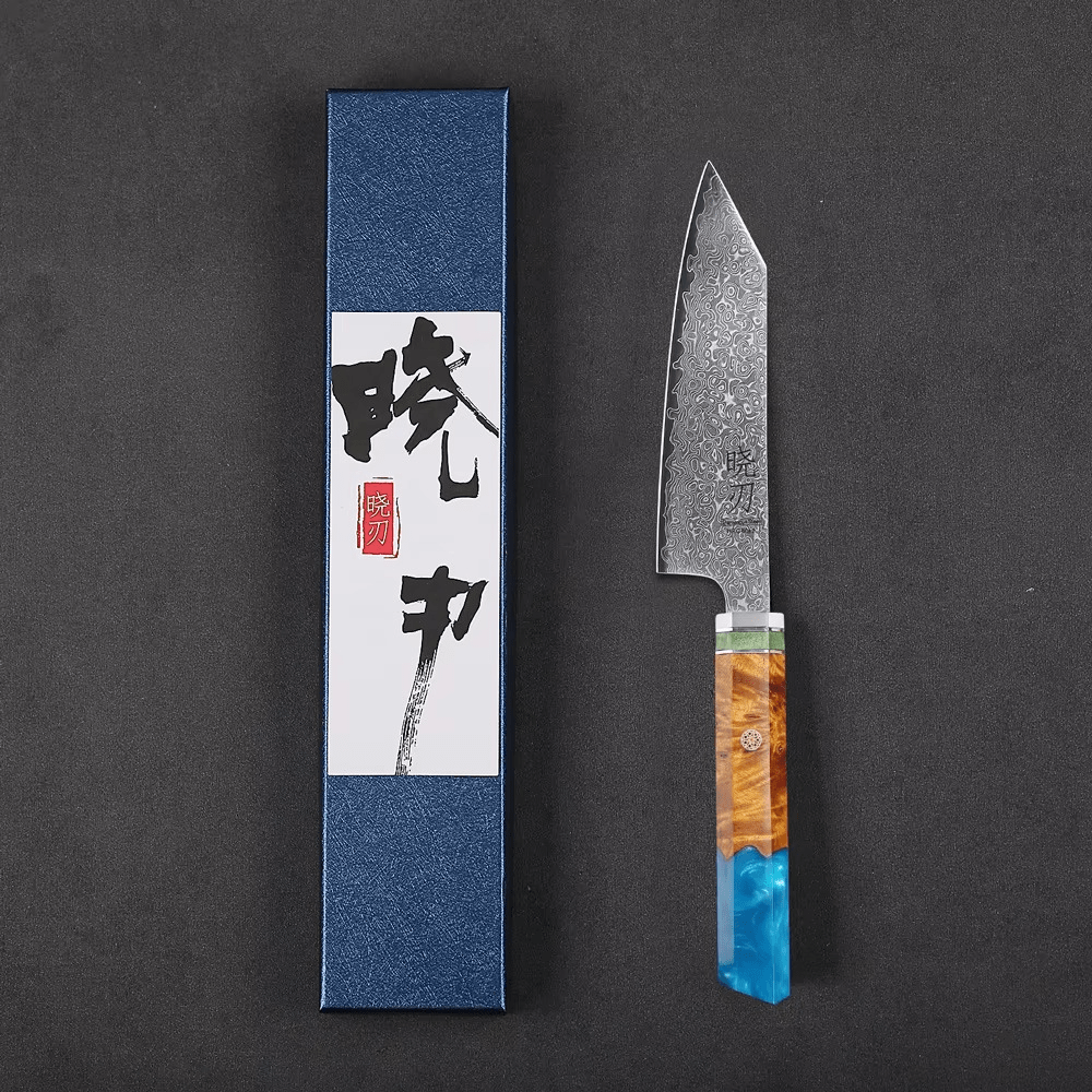 Couteau  Japonais Petty en Acier Damas - Manche en bois stabilisé