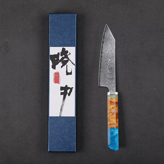 Couteau  Japonais Petty en Acier Damas - Manche en bois stabilisé