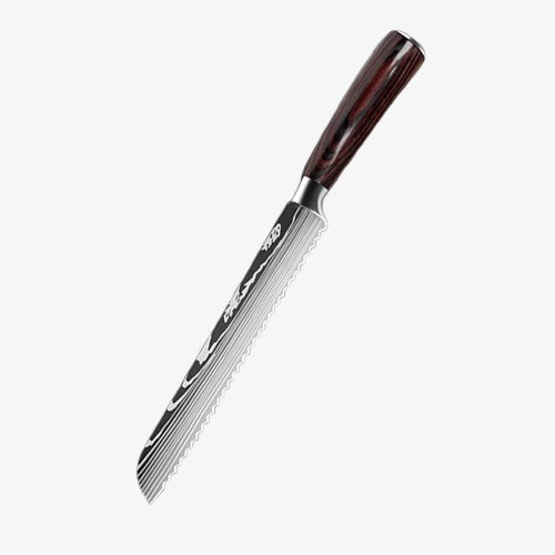 Couteau  Japonais A Pain en Acier Damas - Chef Takumi - Natural Teak