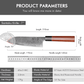 Couteau japonais Santoku en acier Damas - Manche en bois de rose et ébène