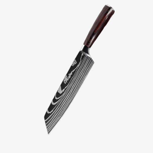 Couteau  Japonais Kiritsuke en Acier Damas - Chef Takumi - Natural Teak