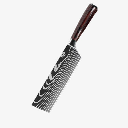 Couteau  Japonais Nakiri en Acier Damas - Chef Takumi - Natural Teak