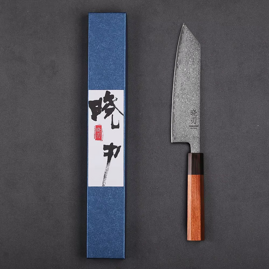 Couteau  Japonais Kiritsuke en Acier Damas - Manche en bois de rose et ébène