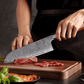 Couteau japonais Santoku en acier Damas - Manche en bois de rose et ébène