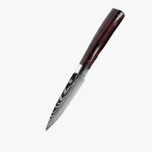 Couteau  Japonais Petty en Acier Damas - Chef Takumi - Natural Teak