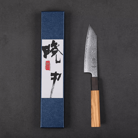 Couteau  Japonais Petty en Acier Damas - Manche en  bois d’olivier