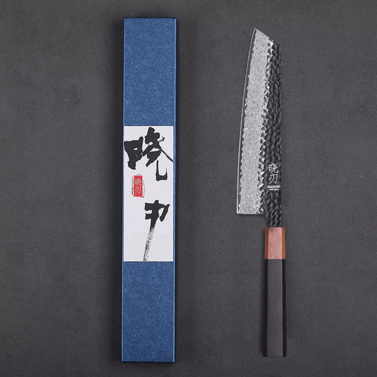 Couteau  Japonais Kiritsuke en Acier Damas - Manche en bois de rose