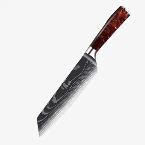 Couteau  Japonais Kiritsuke en Acier Damas - Chef Takumi - Ruby Wood