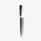 Set de Quatre Couteaux  Japonais Gyuto, Nakiri, Santoku, Utilitaire, en Acier Damas - Chef Takumi - Natural Teak